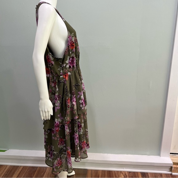 TORRID 2 Dress 2X  Green Floral Sleeveless Buttons Ruffle Chiffon 18 20 - Picture 5 of 7